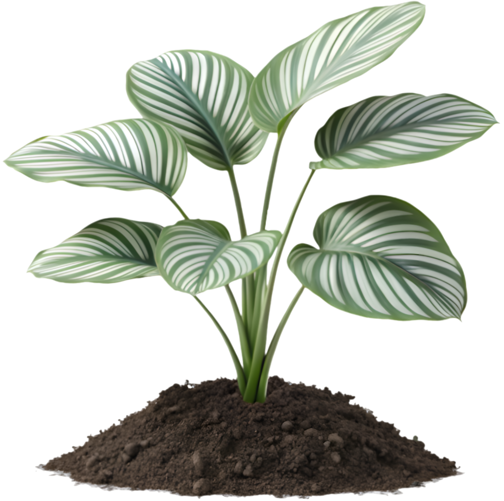 Tropical green Calathea orbifolia plant design for creative spaces. . png