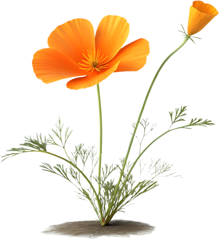 Vibrant California Poppy Clipart for Spring Garden Art. . png