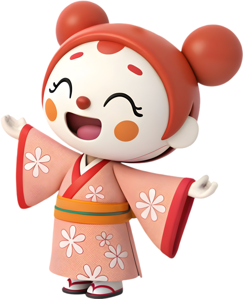Cartoon of a boy wearing a traditional Japanese costume in a dynamic pose. . png