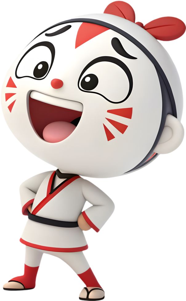 Stylish boy in a vibrant traditional Japanese robe, clipart design. . png