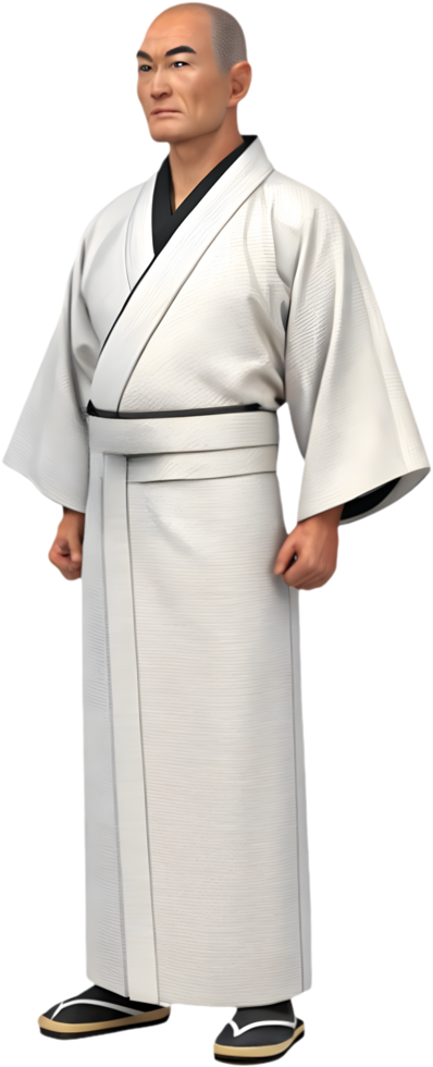 Artistic portrait of a cartoon girl in traditional Japanese kimono attire. . png