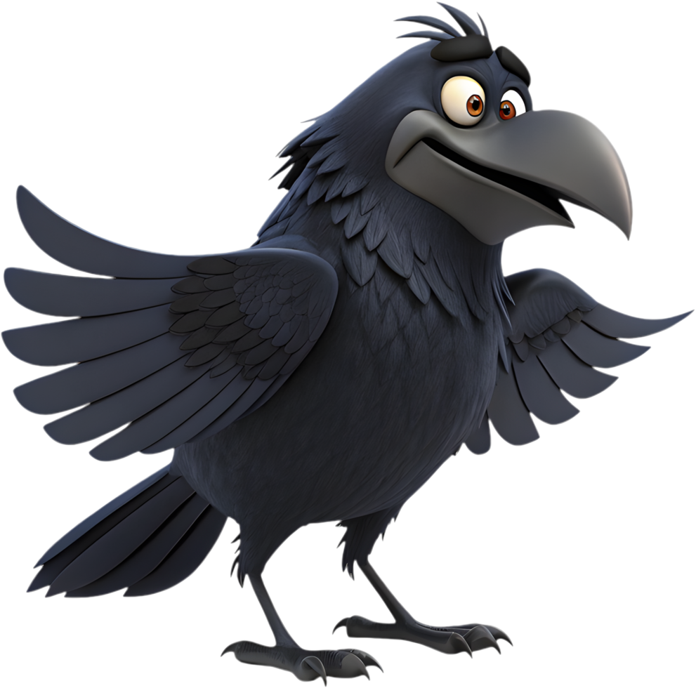 Unique cartoon crow bird clipart for eco-friendly designs . png