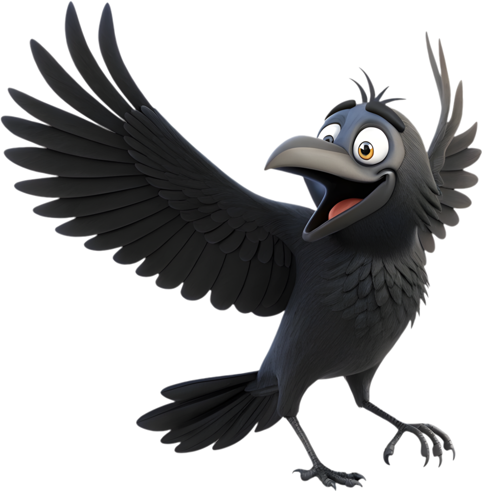 Cartoon crow bird clipart for nature lovers and designers . png