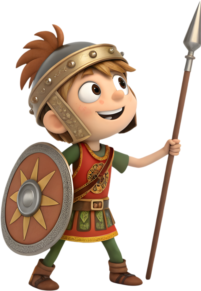 Strong warrior leading an army into victory. . png