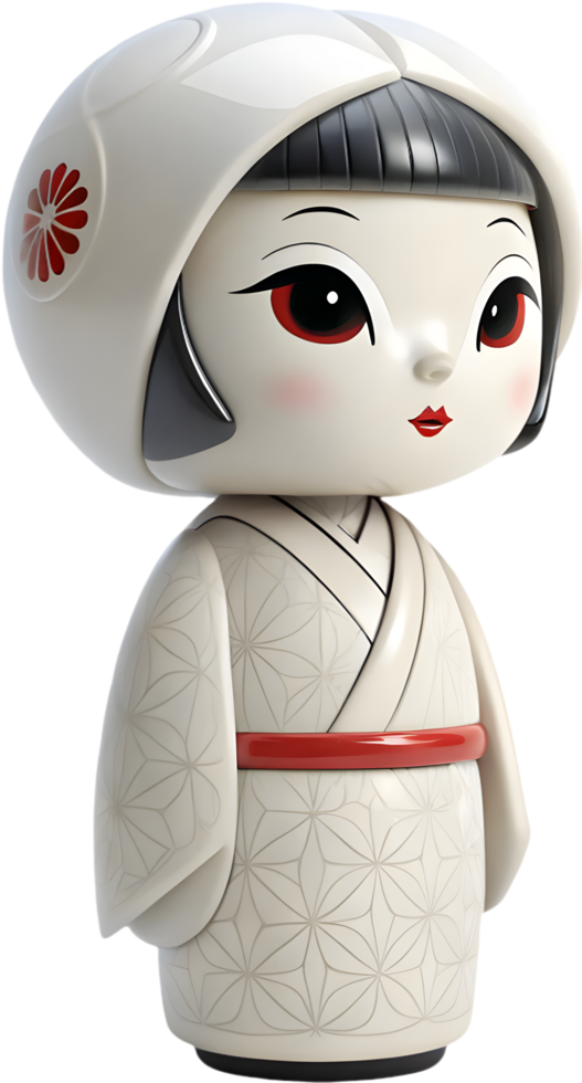 Eerie Japanese Yokai Spirit Doll Clipart in Antique Ceramic Art. . png