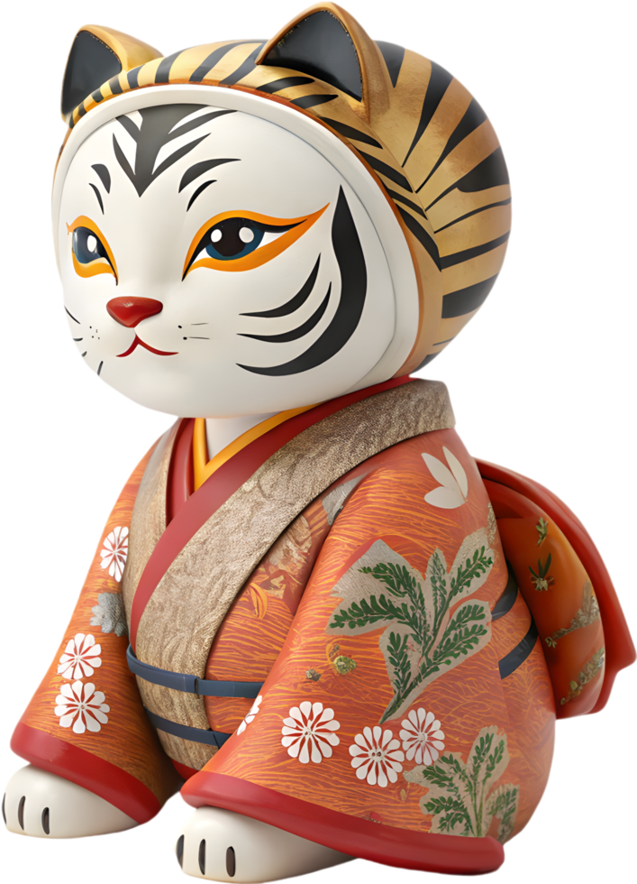 Traditional Japanese Yokai Spirit Doll in a Ceramic Antique Look. . png