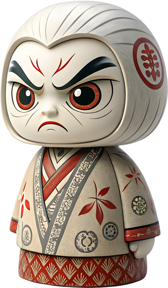 Ornamental Japanese Cabaret Doll Clipart with Yokai Essence. . png