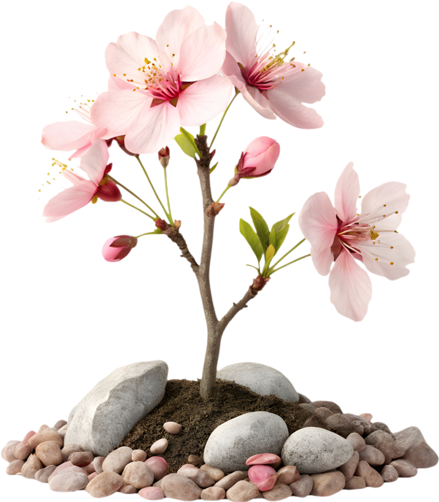Soft Pink Sakura Flowers on a Majestic Tree. . png