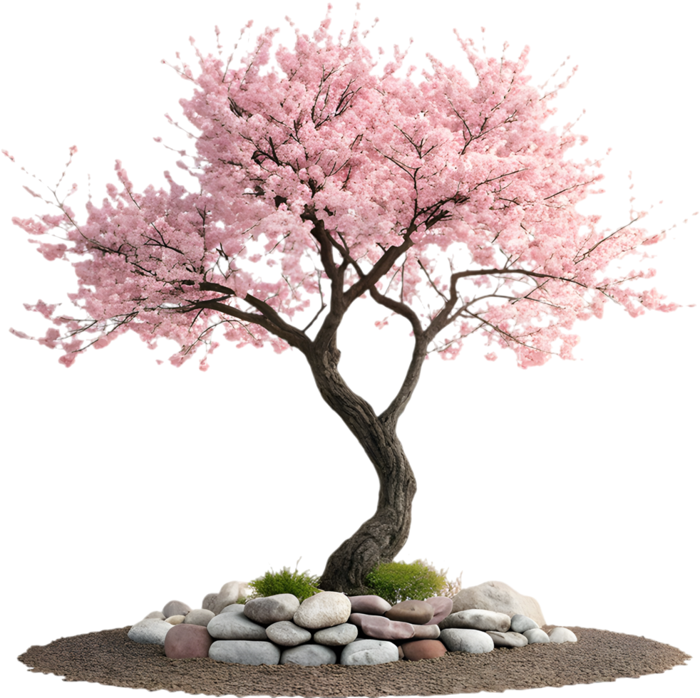 Delicate Botanical Cherry Blossom Tree Drawing. . png