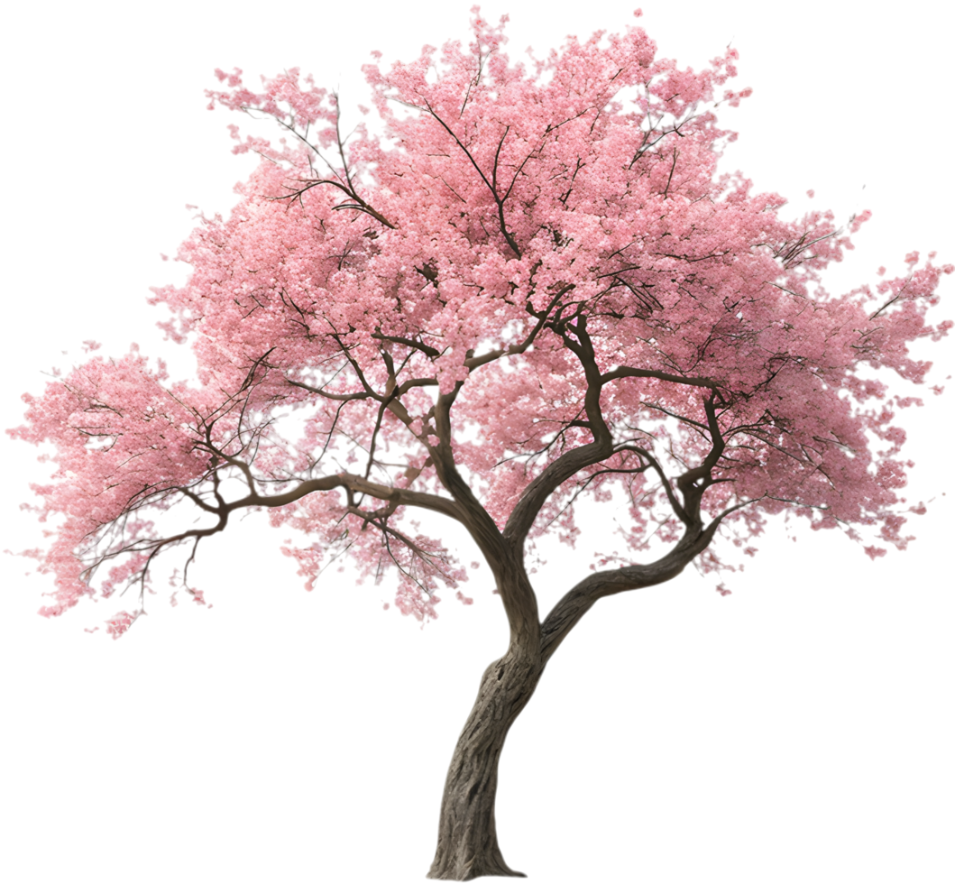 Delicate Floral Artwork of Blooming Sakura Tree. . png