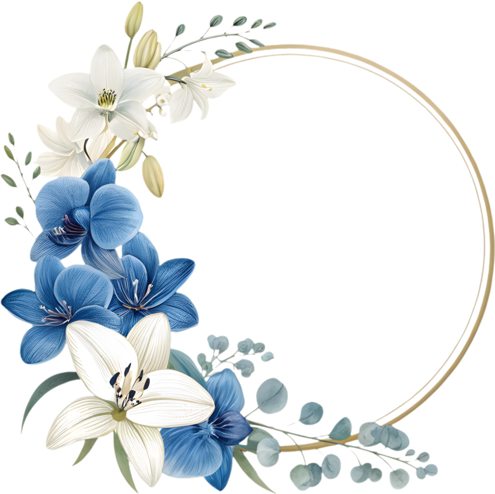 Decorative Circular Flower Frame for Creative Clipart Use. . png