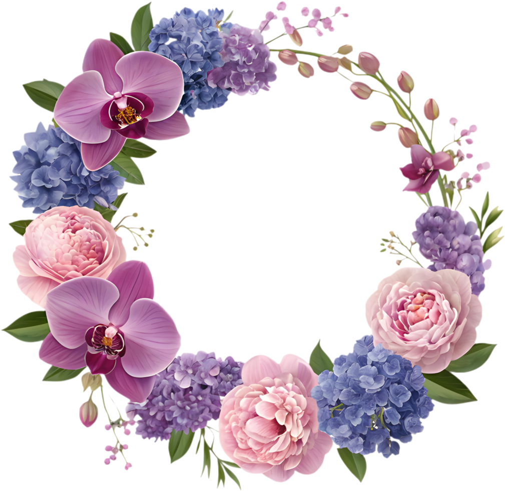 Elegant Circle Flower Frame Design for Creative Projects. . png