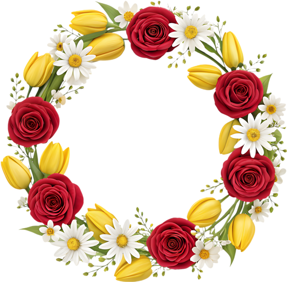 Artistic Circular Flower Frame for Creative Clipart Use. . png