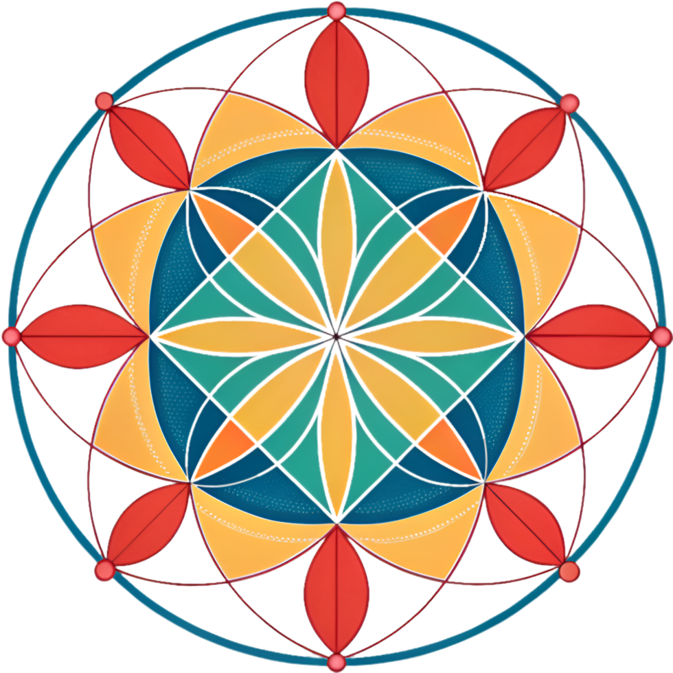 Creative Symmetrical Geometric Shapes Clipart in Colorful Patterns. . png