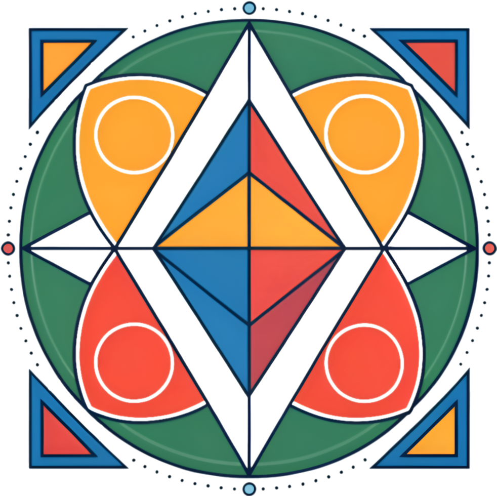 Artistic Geometric Shapes Clipart with Colorful Abstract Patterns. . png