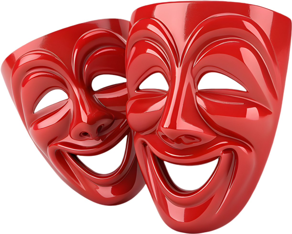 Funny mask icons for entertaining and theatrical performances. . png