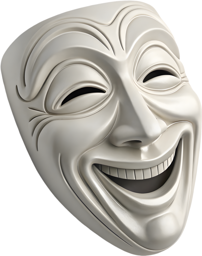 Laughter and dramatic face masks for theatrical performances. . png