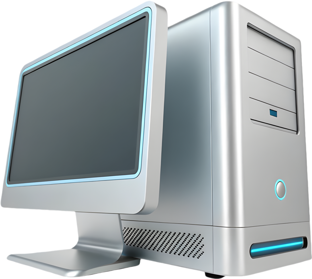 Digital computer icon with sleek design for technology interfaces. . png
