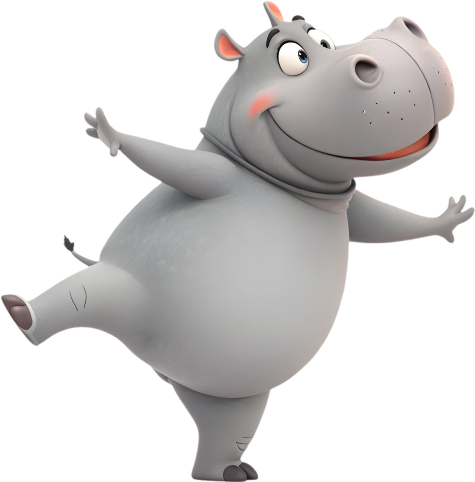 Baby hippo with a charming and expressive face. . png
