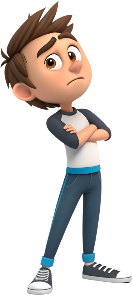 Handsome modern cartoon guy confident expression urban cool. . png