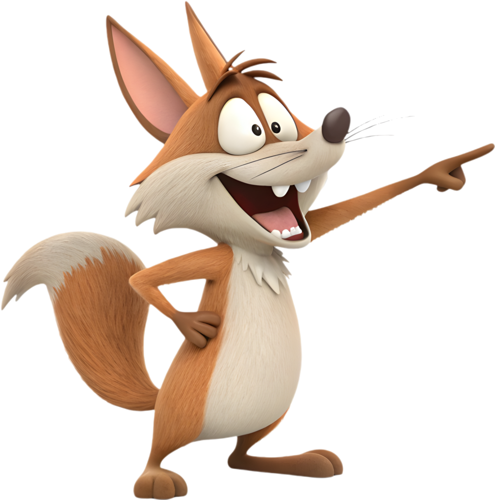 Funny coyote cartoon with a silly smile. . png