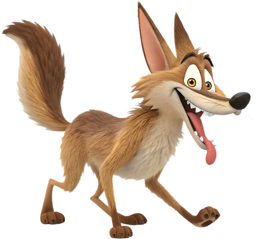 Hilarious coyote caught in a funny pose. . png