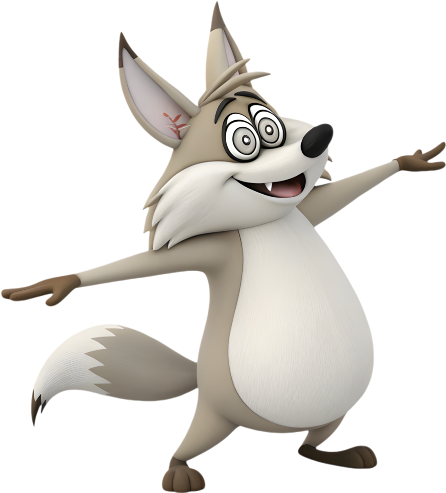 Lively coyote ready for an animated scene. . png