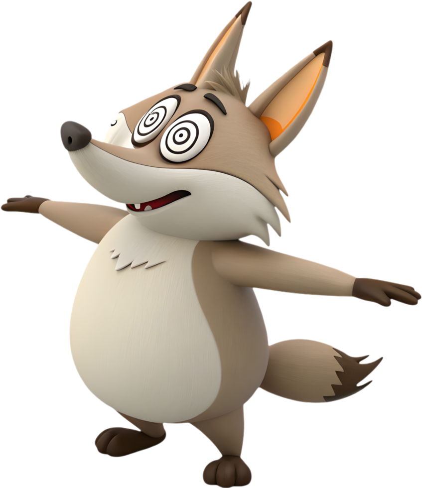 Amusing wild coyote in a joyful mood. . png
