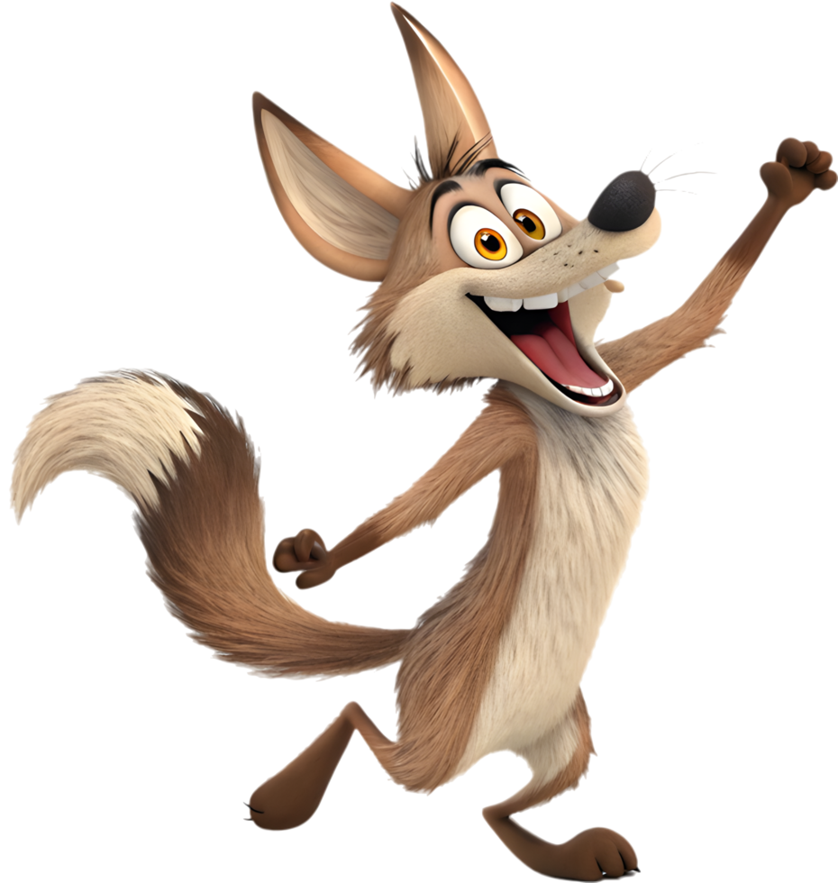 Cheerful coyote showing a big toothy grin. . png