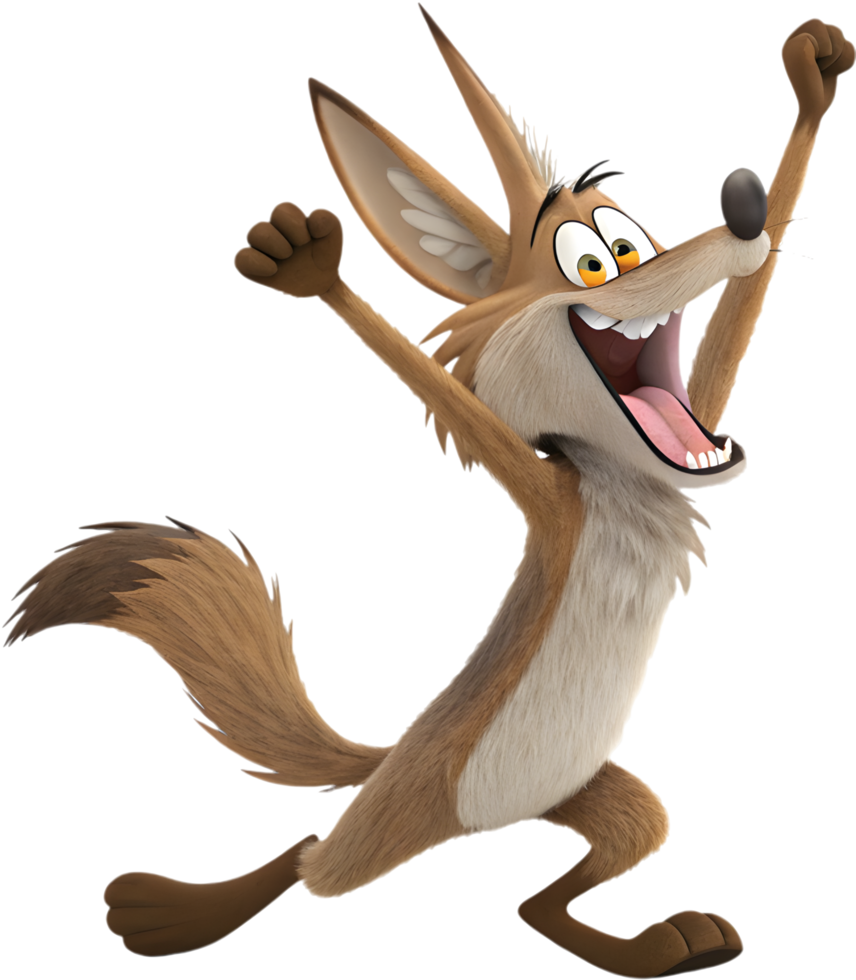 Amusing coyote with a cheeky face. . png