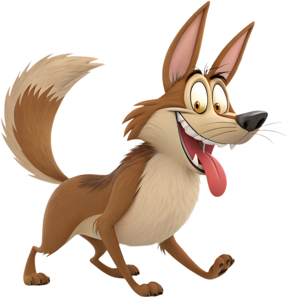 Cute and hilarious coyote in a playful pose. . png