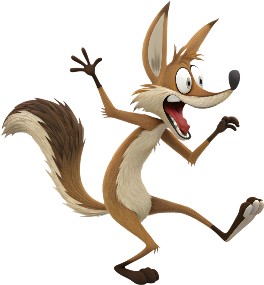 Mischievous coyote with a funny expression. . png