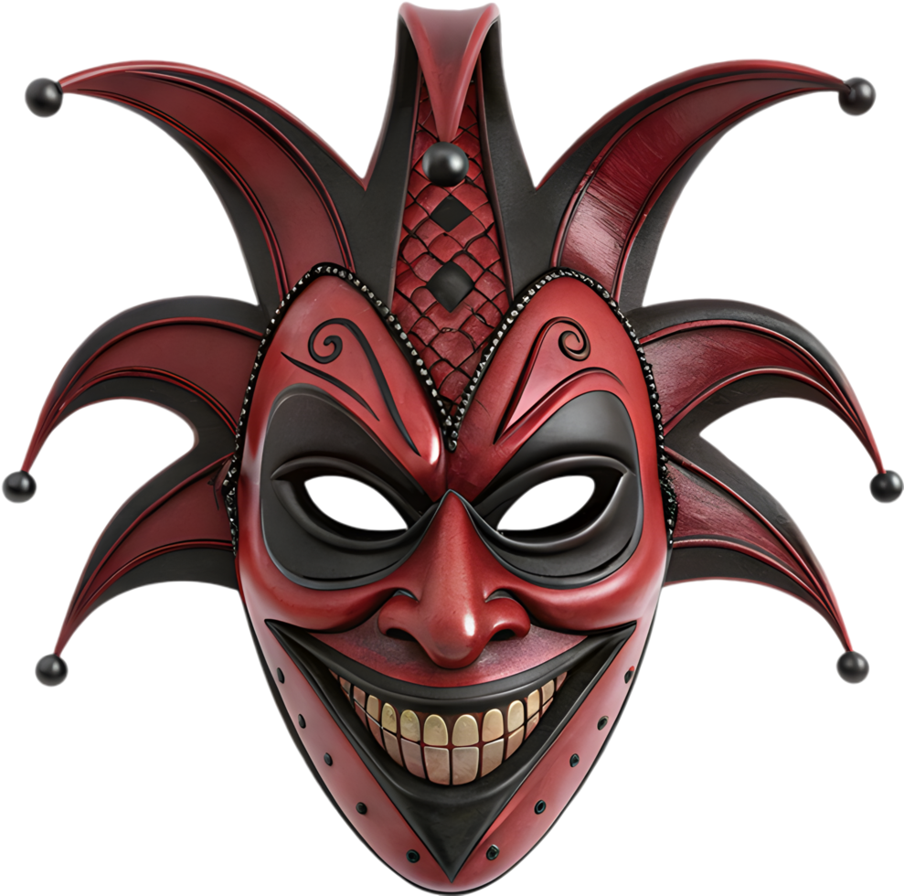 Circus Horror Clown Mask with Spooky Elements. . png