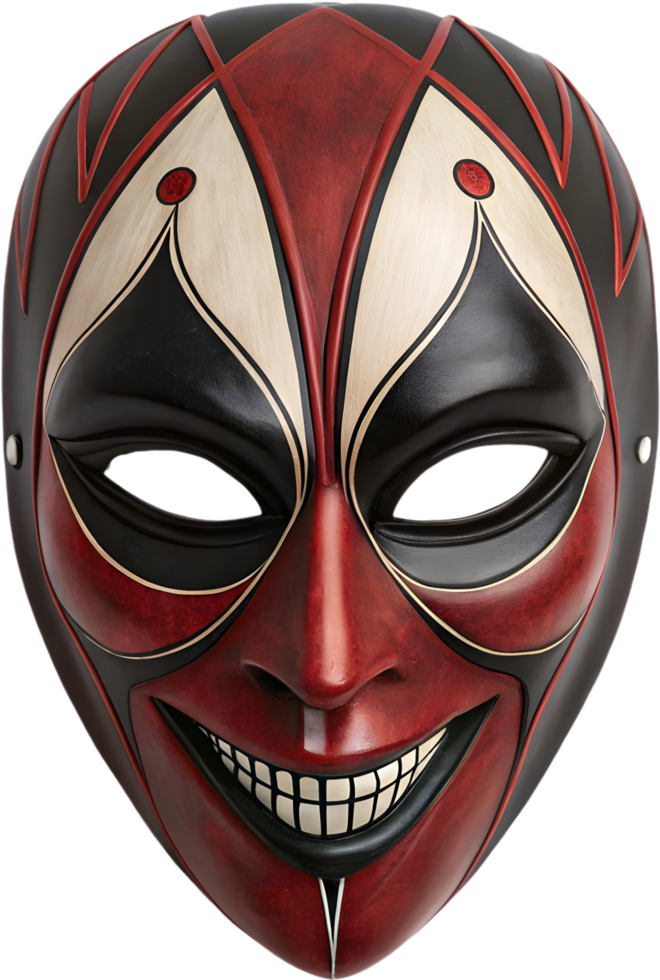 Frightening Circus Jester Mask with Scary Details. . png