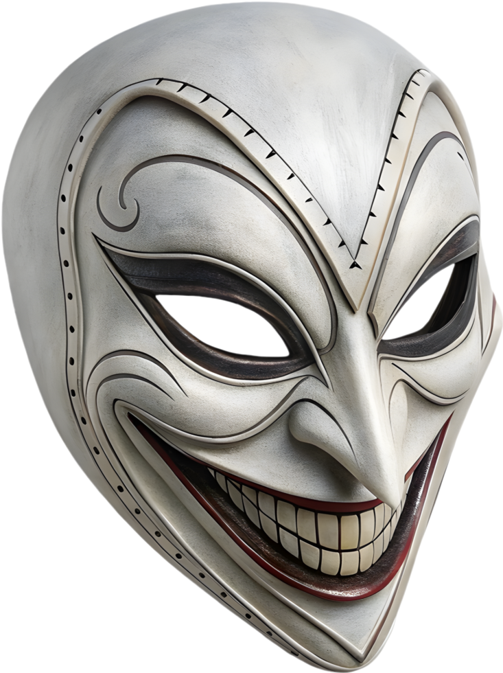 Sinister Circus Jester Mask with Evil Grin. . png