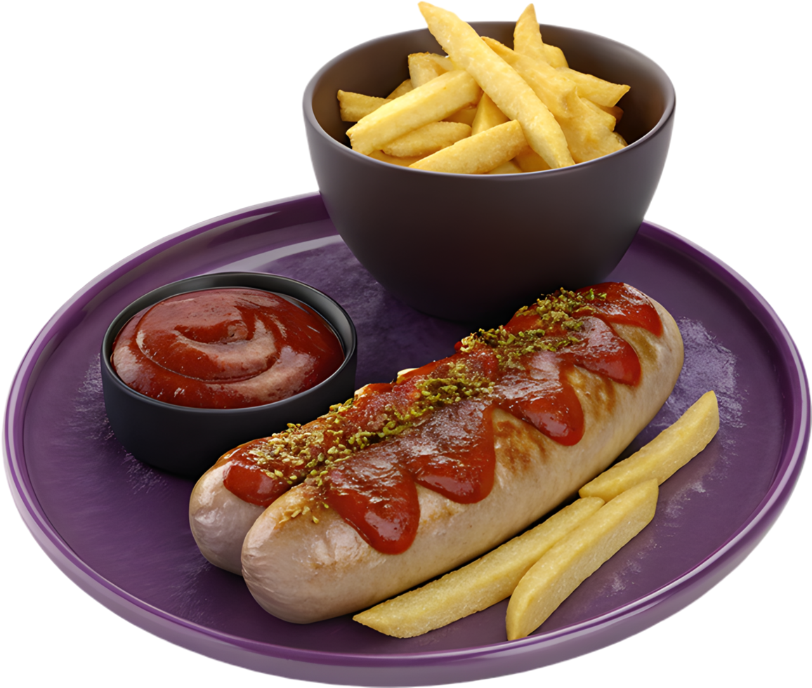 Spicy Currywurst food drawing for delicious meal lovers. . png