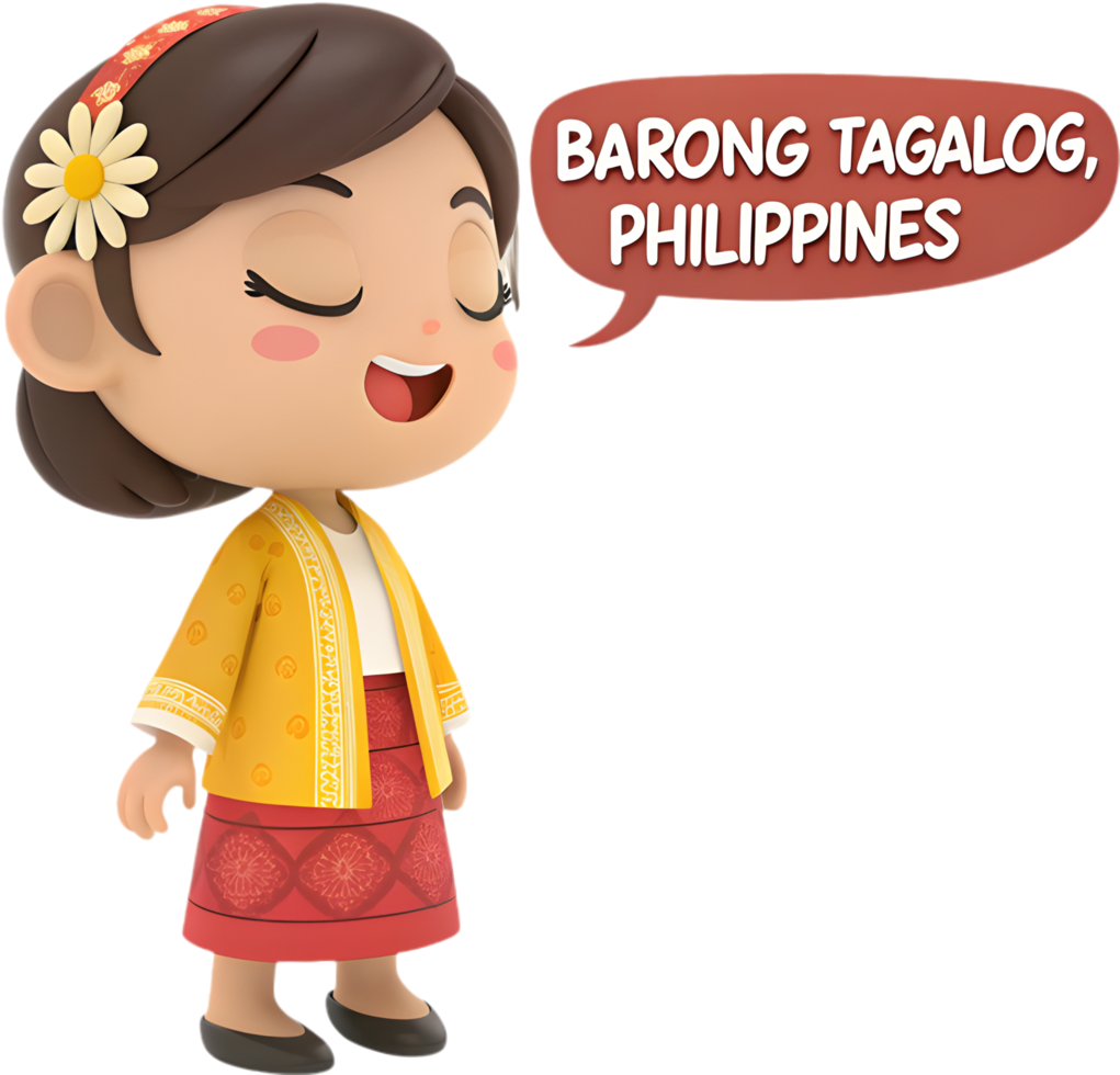 Artistic design of a girl in a traditional costume with joyful expression. . png
