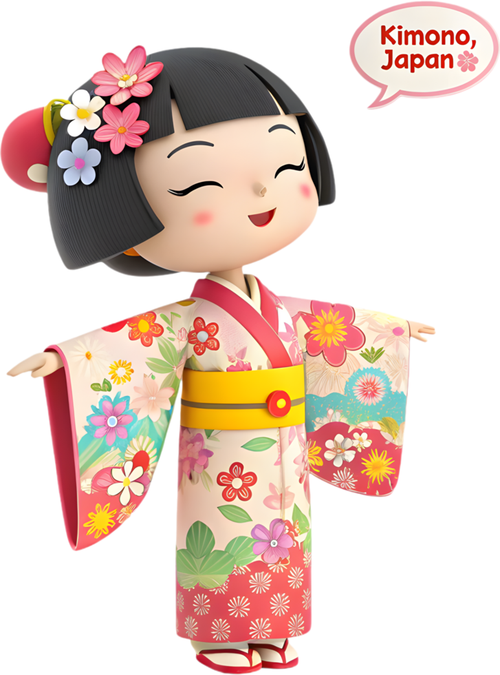 Smiling girl in traditional dress with a delicate touch. . png