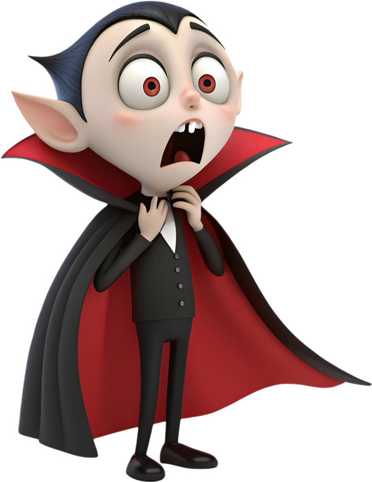 Digital art of cute vampire boy in spooky character design. . png