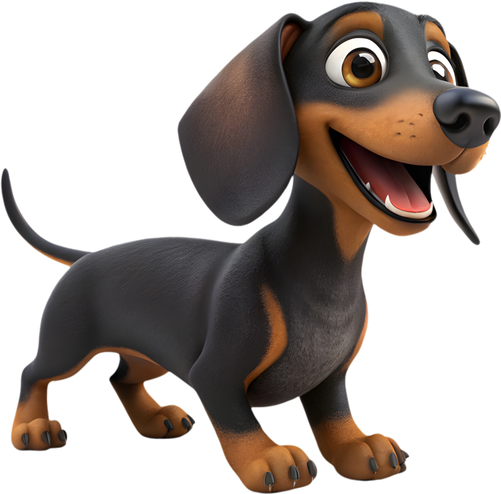 Happy playful puppy Dachshund dog clipart for joyful designs. . png