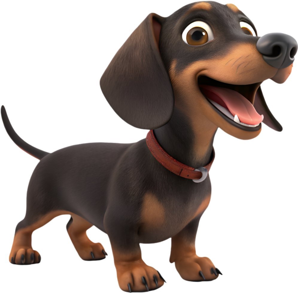 Cute playful cartoon Dachshund dog illustration clipart for dog lovers. . png