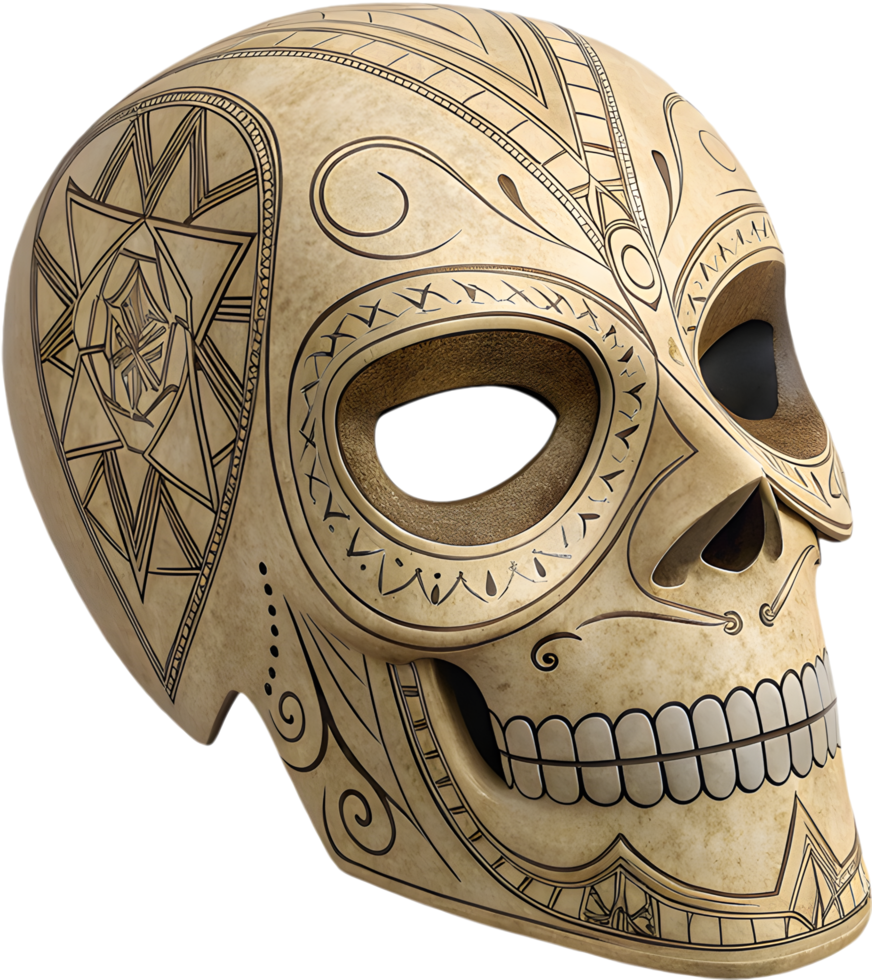 Decorative Day of the Dead Mask Clipart for Mexican Holiday Festivities. . png