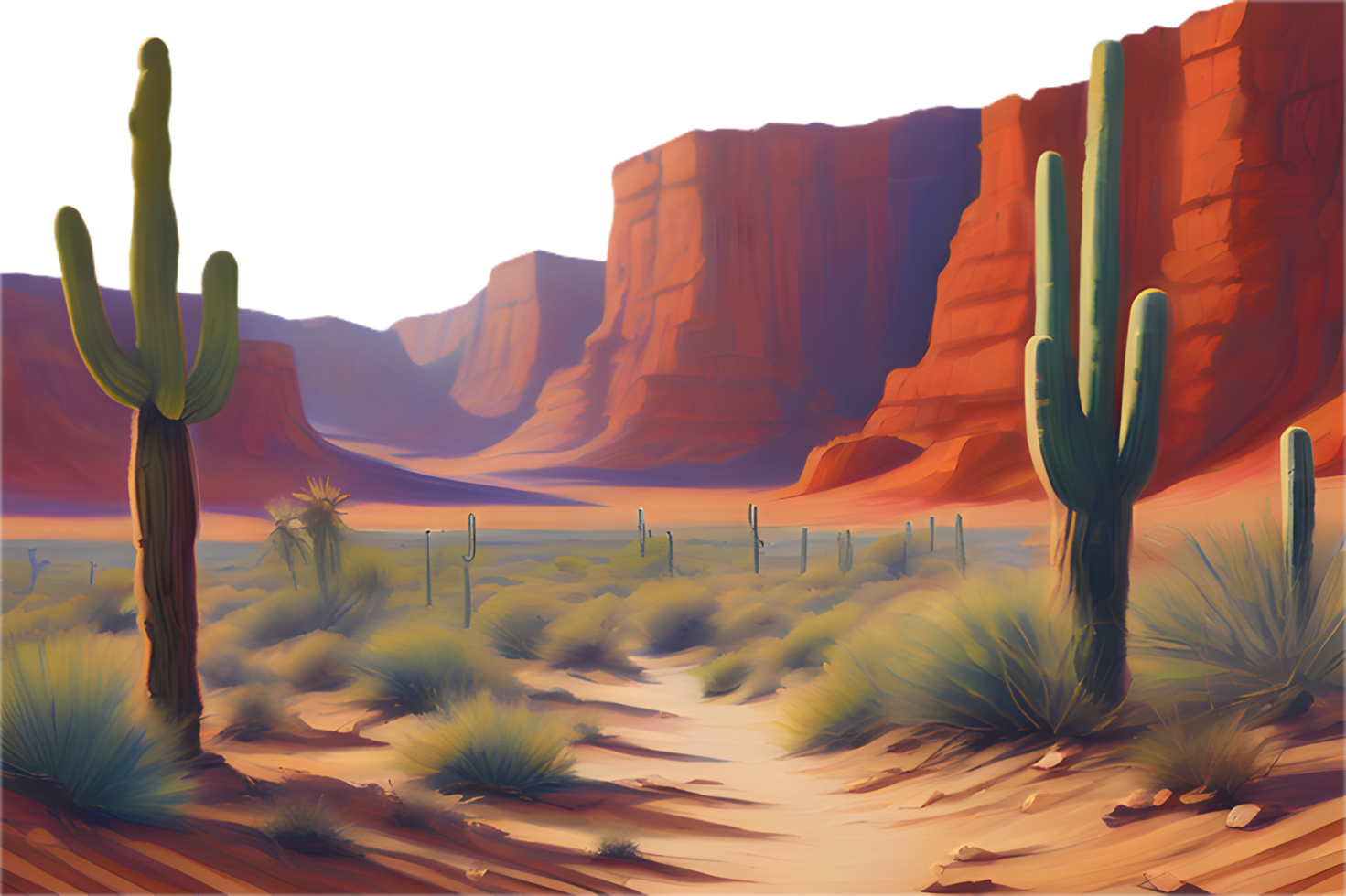 Quiet desert landscape with warm hues and rocky terrain. . png