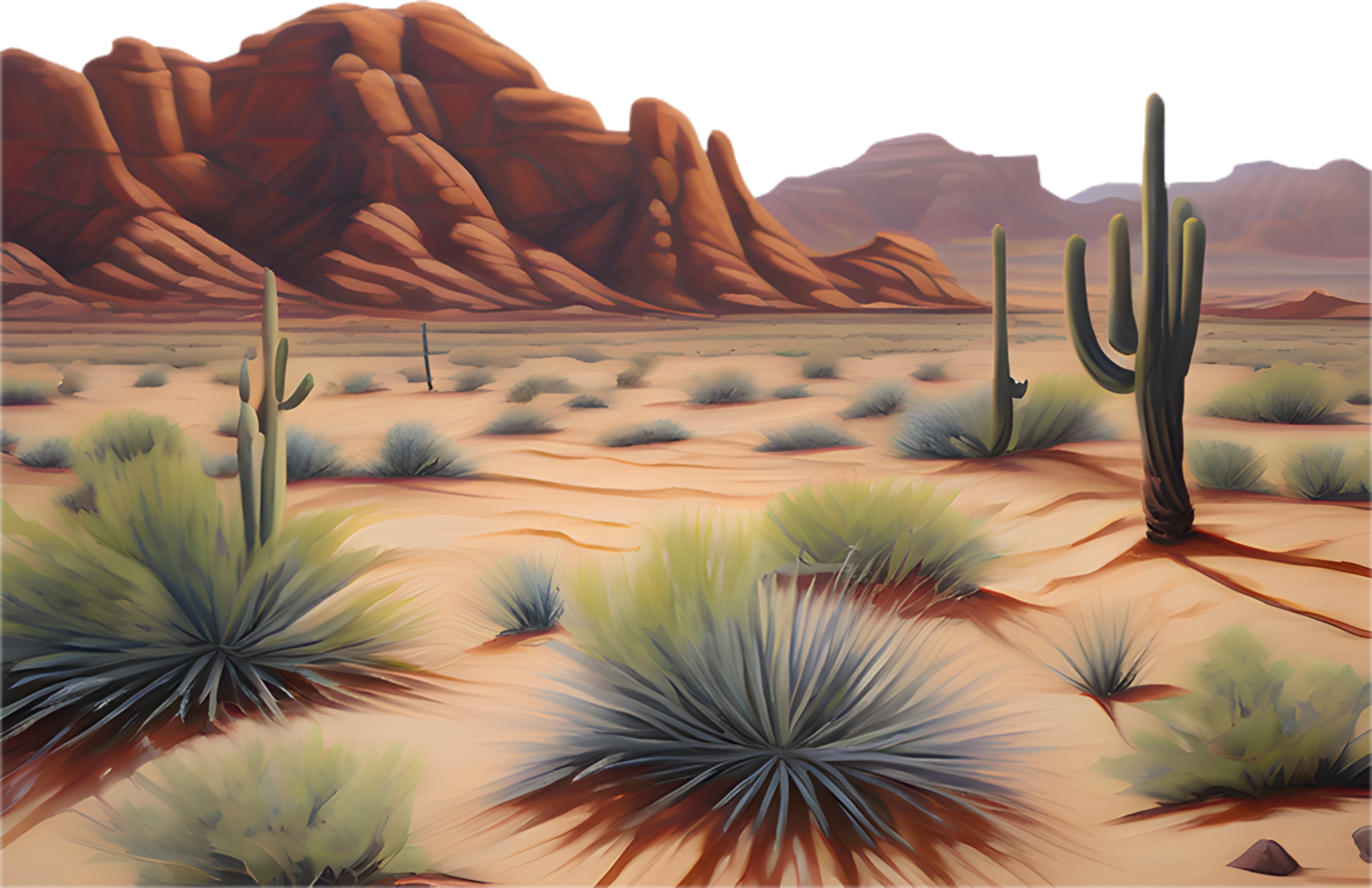 Beautiful desert sunset over wide expanse of dry land. . png