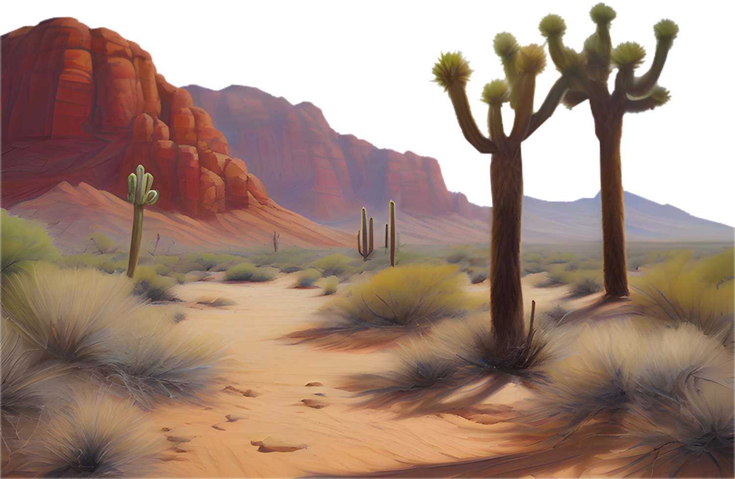 Peaceful desert horizon with endless sand dunes and dry hills. . png