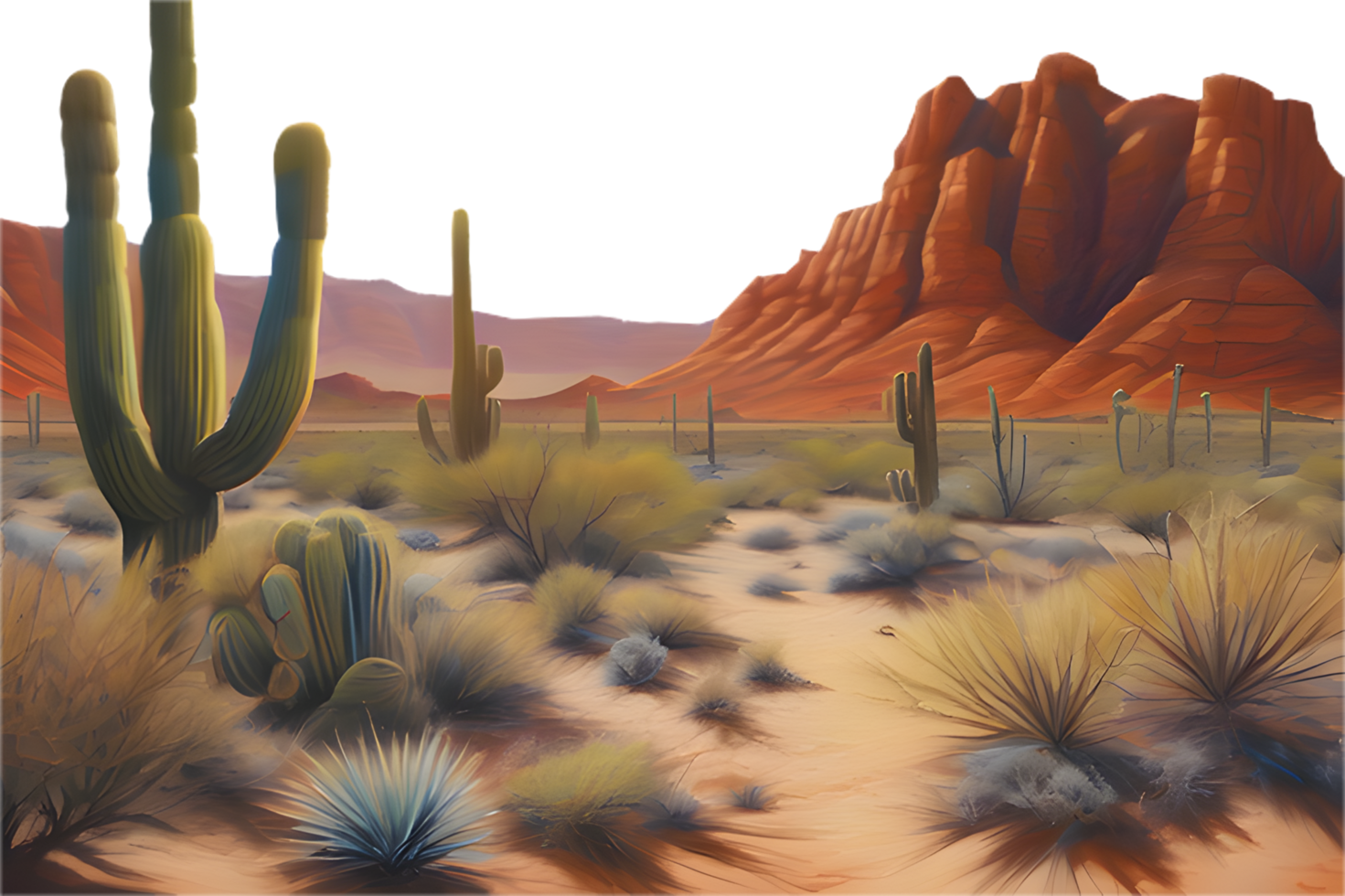 Expansive desert scene featuring sand dunes and rugged mountains. . png