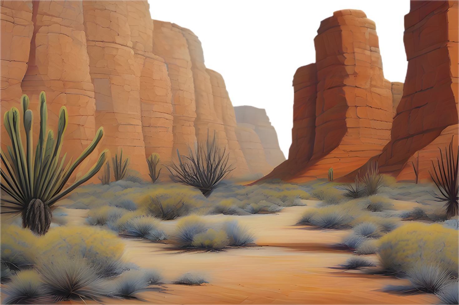 Dramatic desert scene with vast sand dunes and distant peaks. . png