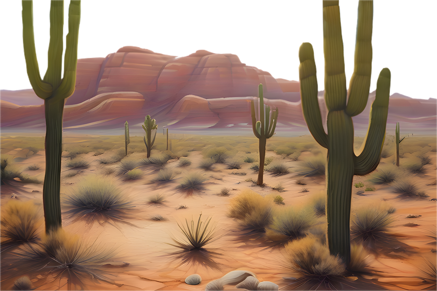 Peaceful desert scene with golden sand and warm sunset. . png