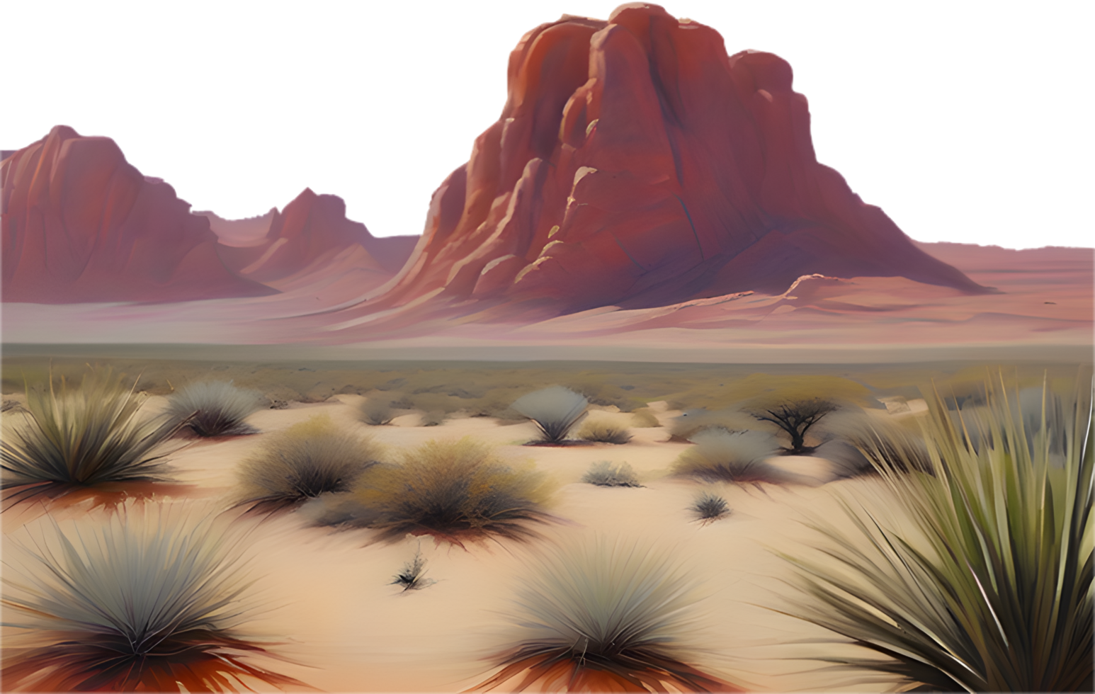 Expansive desert vista with rugged terrain and warm colors. . png
