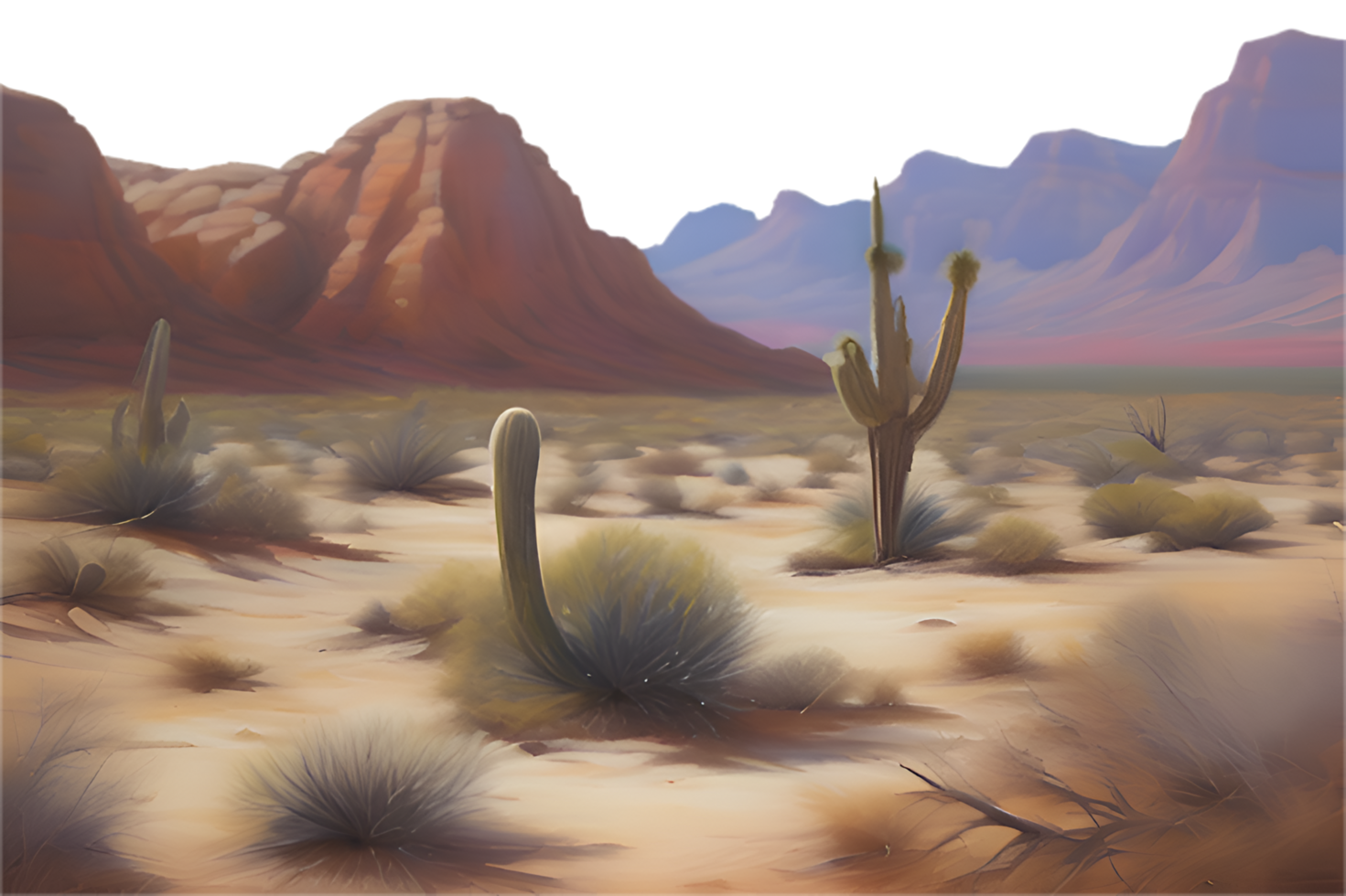 Beautiful desert view with rocky mountains and dry terrain. . png
